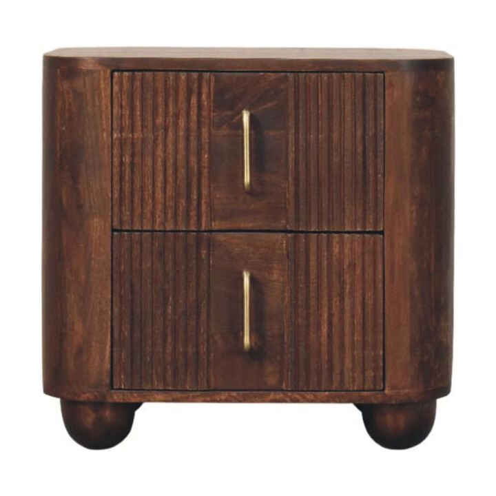 HomeRoots 21" Brown Solid Wood Distressed Two Drawer Nightstand