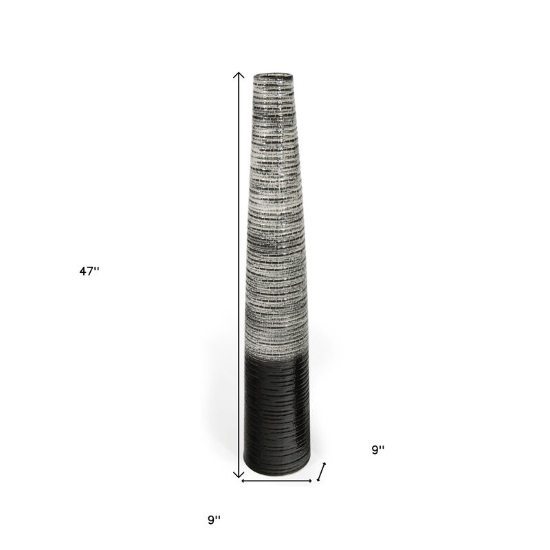 HomeRoots 47" Black And Gray Ombre Tapered Ceramic Floor Vase image number 3