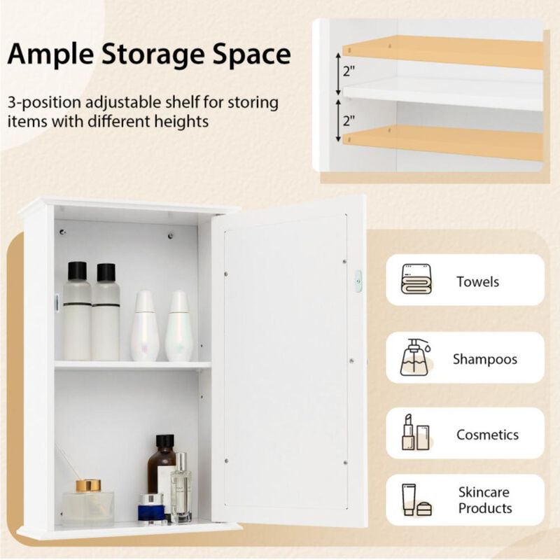 Hivvago Bathroom Wall Cabinet with Single Mirror Door and Adjustable Shelf