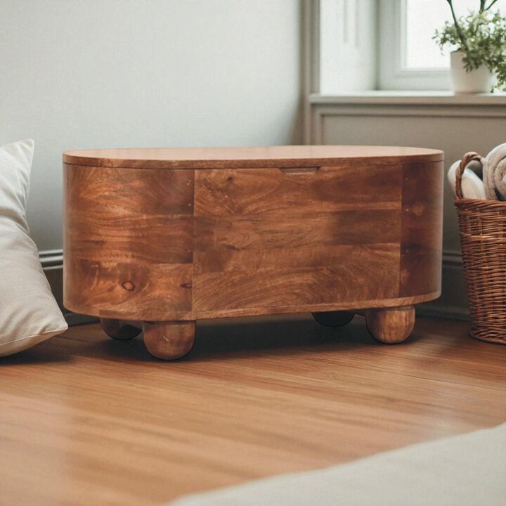 Artisan Furniture Solid Wood Curva Storage Trunk,Oak with Storage