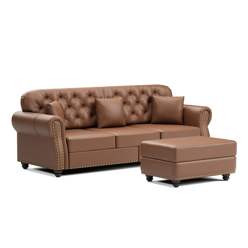 Viltux 82.6"Upholstered Faux Leather Sectional image number 3