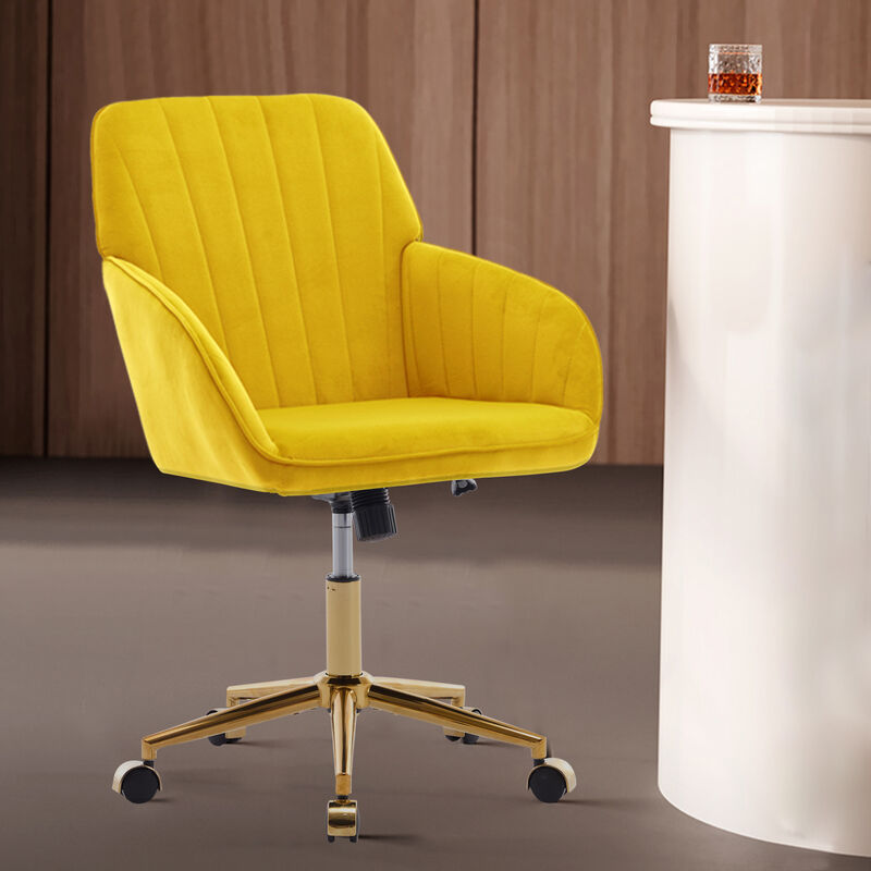 GOODSILO Adjustable Ergonomic Swivel Chair with Memory Foam Cushion and Golden Base image number 4