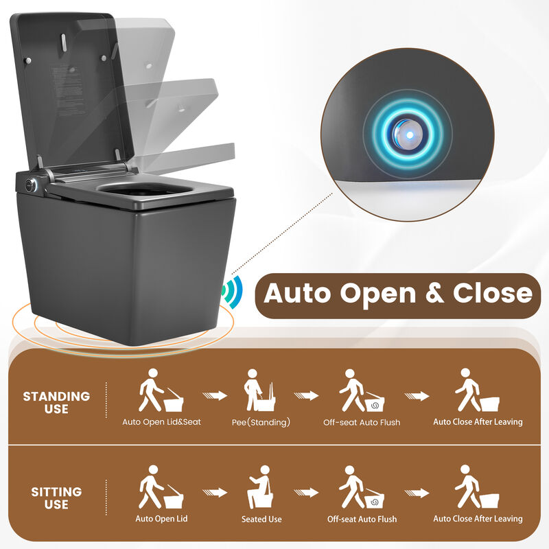 Smart Toilet with Full Automation, Square Design, Radar and Foot Sensors, and Instant Heating image number 4