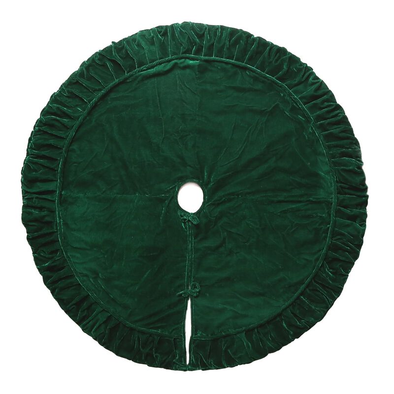 Vickerman 84" Plush Emerald Green Velvet Christmas Tree Skirt image number 0