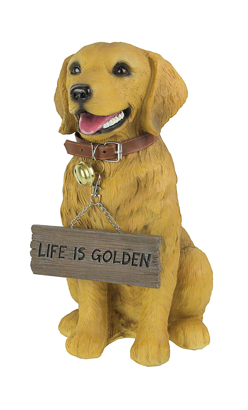 Harley the Golden Retriever Dog Realistic Lifelike Statue with Reversible Sign image number 0
