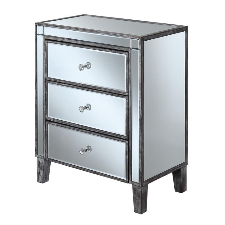 Convenience Concepts   Coast Large 3 Drawer Mirrored End Table