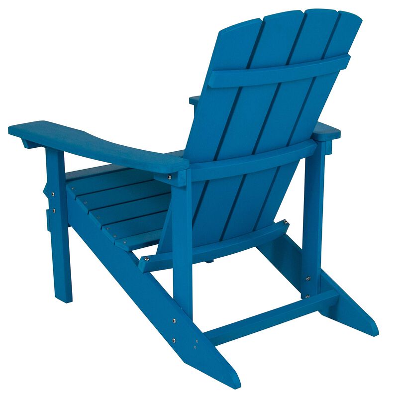 Flash Furniture Charlestown Commercial Grade Indoor/Outdoor Adirondack Chair, Weather Resistant Durable Poly Resin Deck and Patio Seating, Blue