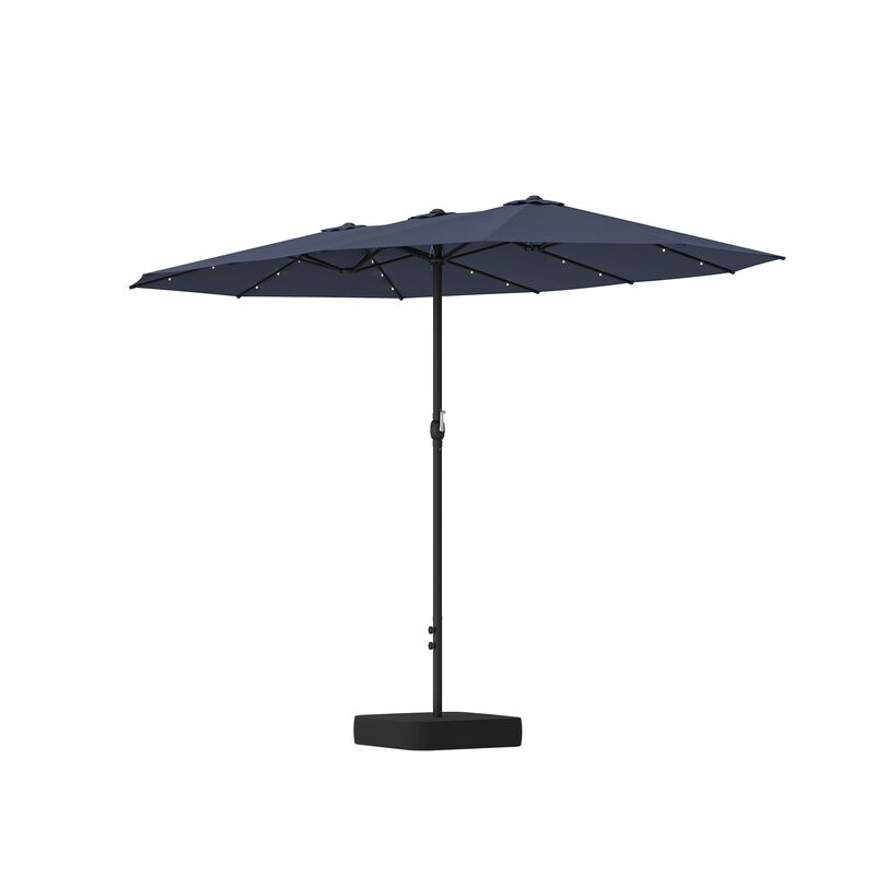 FUFU&GAGA 15ft Navy Blue Solar LED Double-Sided Patio Umbrella | Extra-Large Shade with Sturdy Base image number 0