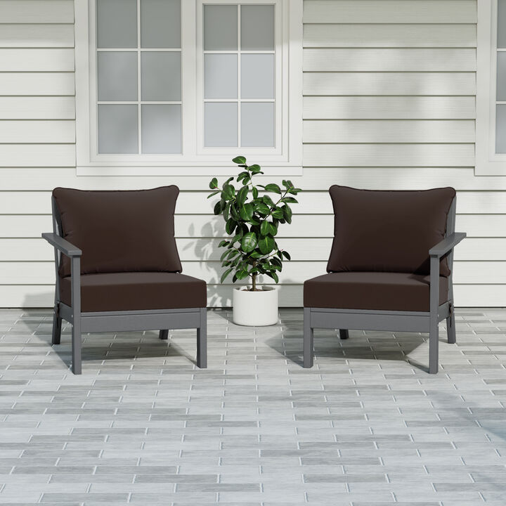 WestinTrends Outdoor Patio HDPE Loveseat Sofa with Patio Cushions