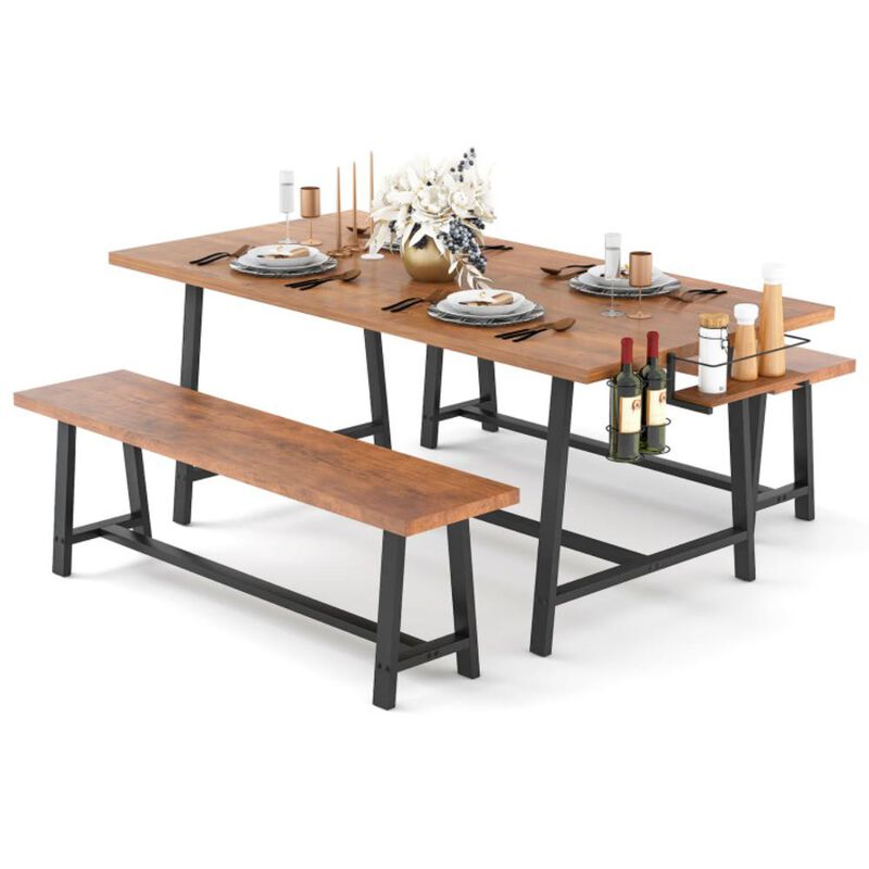 Hivvago Dining Table Set for 5-7 with 2-Bottle Wine Rack and Condiment Holder