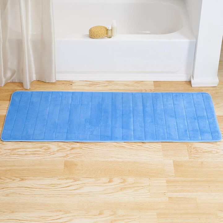 Bedford Home  Memory Foam Striped Extra Long Bath Mat 24 by 60 in.