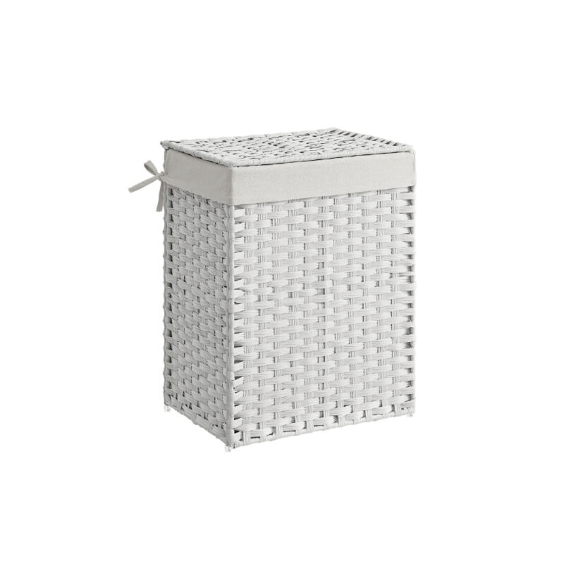 Laundry Hamper with Lid &ndash; Durable Synthetic Rattan Basket for Clothes, Towels & Family Laundry