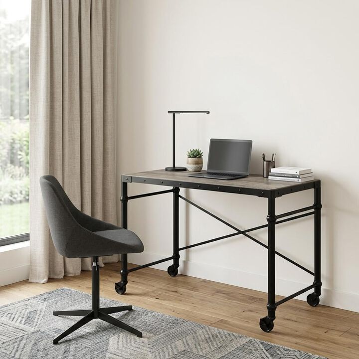 HomeRoots 47" Brown and Black Writing Desk