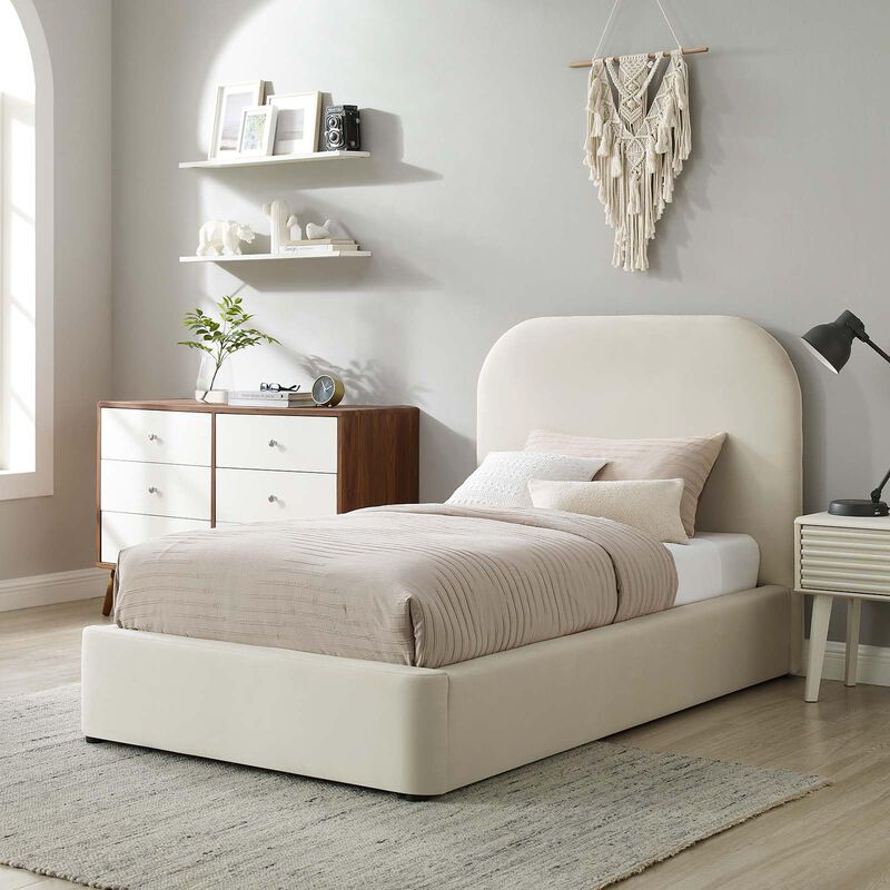 Keynote Performance Velvet Curved Twin Platform Bed image number 1