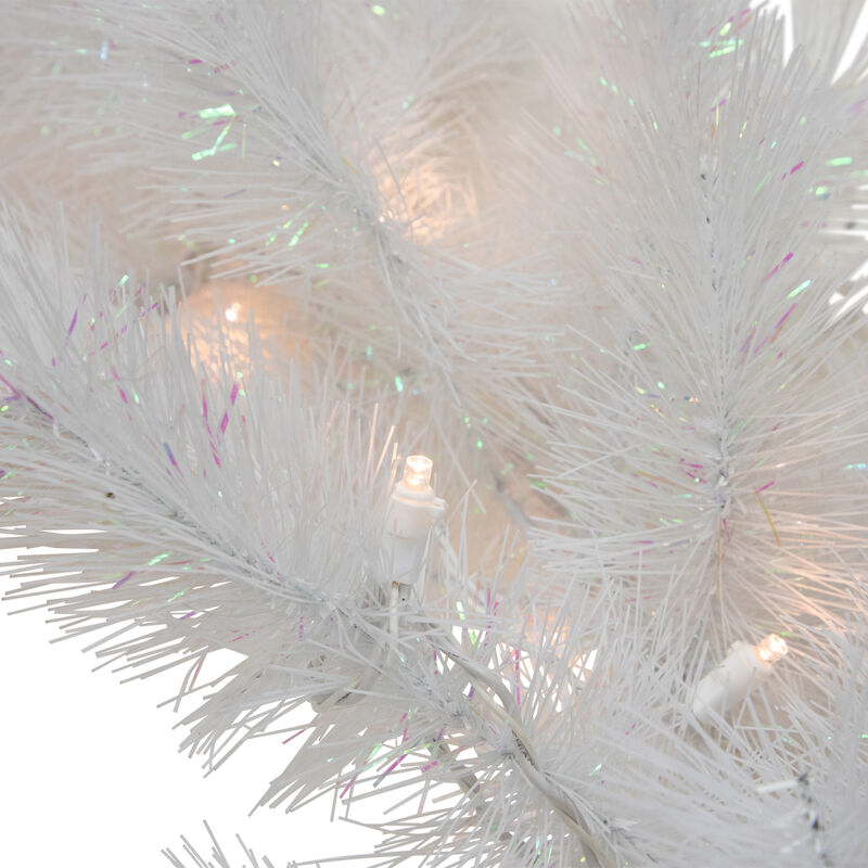 9' x 14" Pre-Lit White Alaskan Pine Artificial Christmas Garland  Warm White LED Lights image number 4