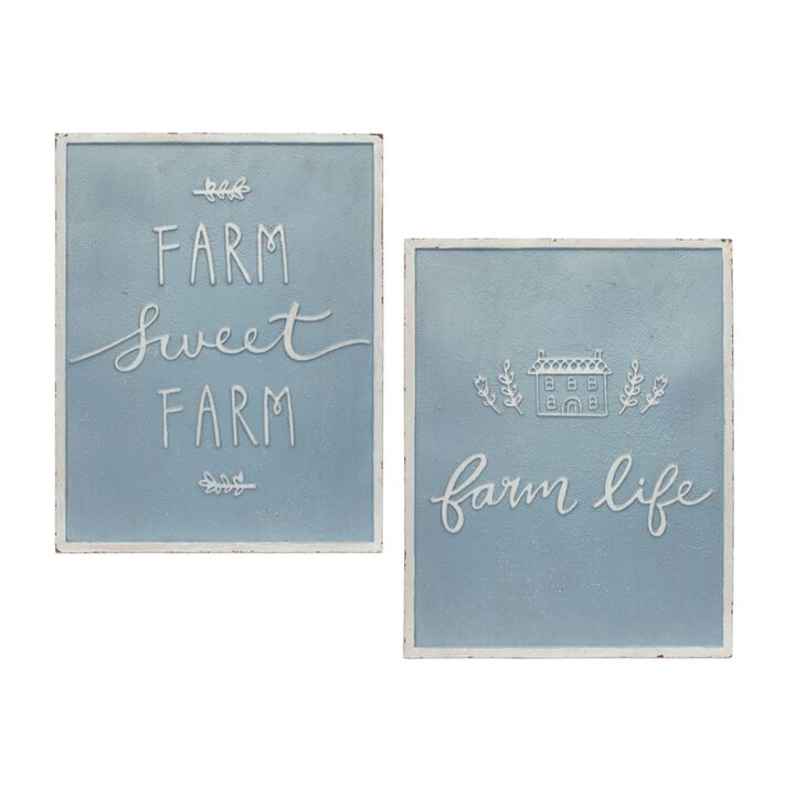 Farm Sign Rustic Decorative Wall Art for Home or Garden Decor (Set of 2)