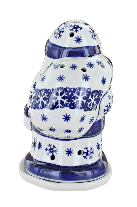 Blue Rose Polish Pottery Dots Santa Luminary