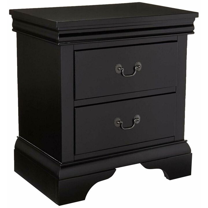 Contemporary Bedroom Furniture Nightstand Black Color 2 x Drawers Bedside Table Pine wood