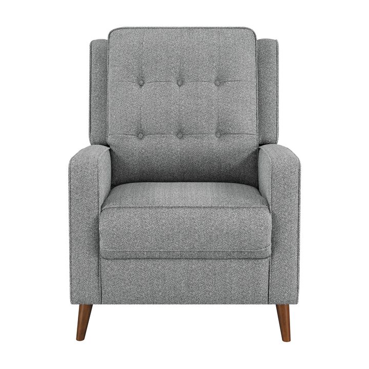 31 Inch Modern Manual Recliner Chair with Padded Button Tufted Back, Gray-Benzara