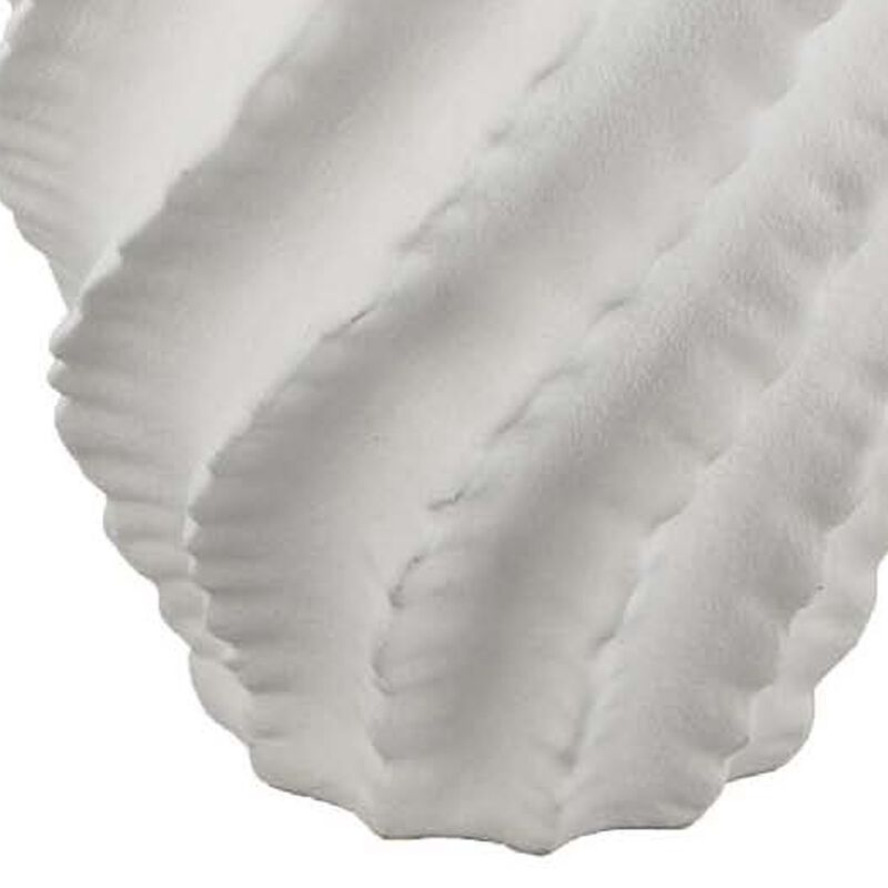 Velz Decorative Flower Vase, 18 Inch Wavy Shape, Matte White Ceramic