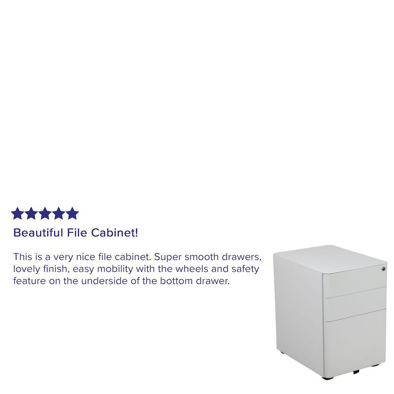 Flash Furniture 3-Drawer Mobile Locking Filing Cabinet with Anti-Tilt Mechanism, White image number 1