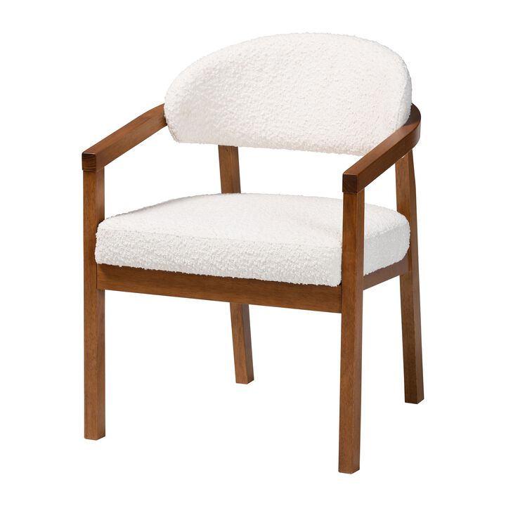 Baxton Studio Biana Boucle Dining Chair &ndash; Modern Upholstered Accent Armchair, Cream, Minimalist Design