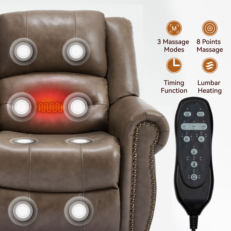 Mondawe Power Lift Recliner Chair Heat Massage, Heavy Duty Motion Mechanism with USB Ports image number 3