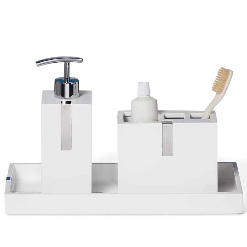 Houston Street White 3 Piece Bathroom Accessory Set