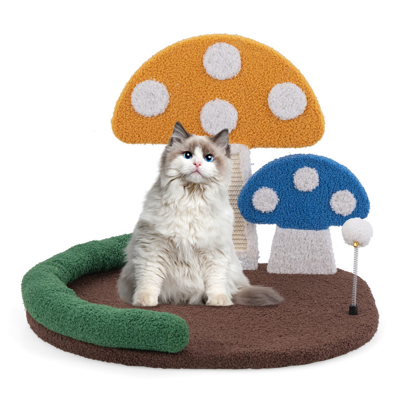 Mushroom Cat Bed Cat Claw Scratcher with Wide Bed and Sisal Scratch Panel