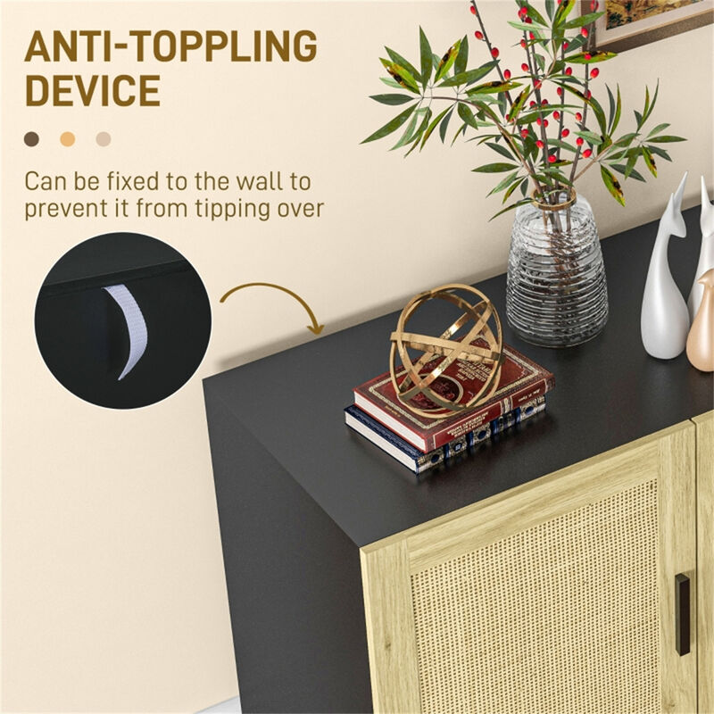 Modern Kitchen Storage Cabinet with Shelves & Doors for Pantry & Dining Organization