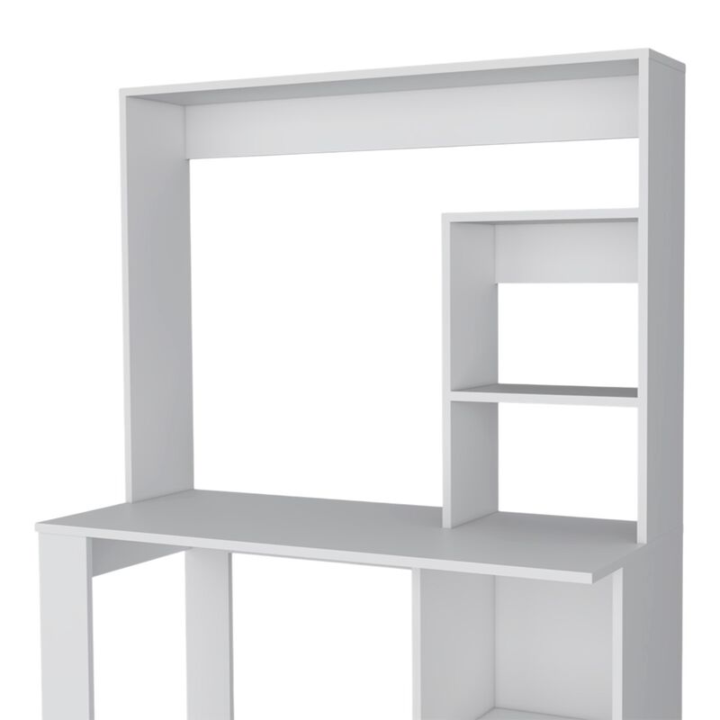 HomeRoots 71" White Wood Four Tier Bookcase image number 4