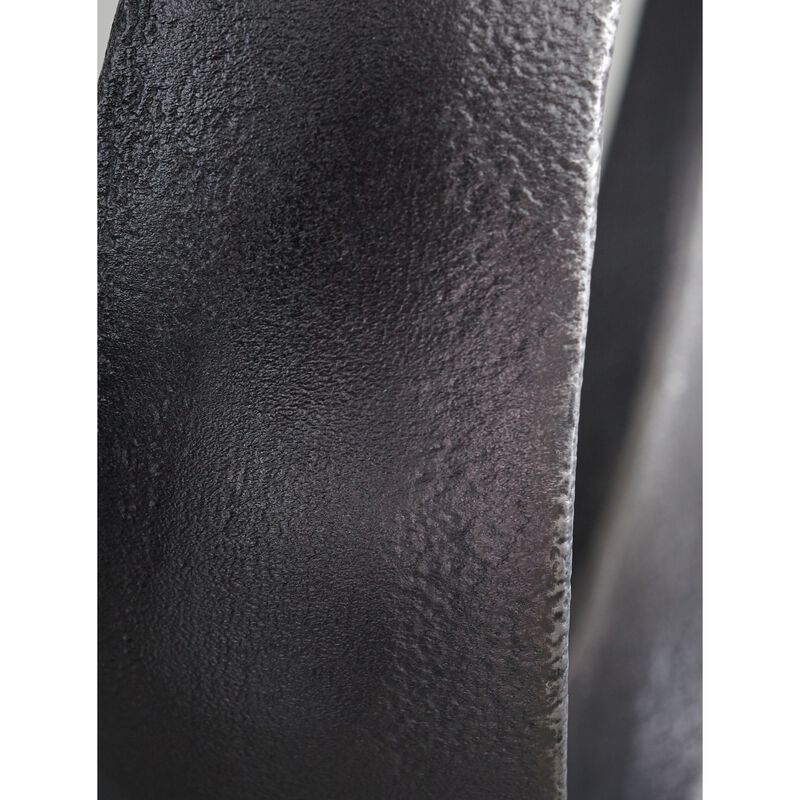 Dalie Sculpture, Round Metal Accent Tabletop Size, 12 Inch, Black - Benzara