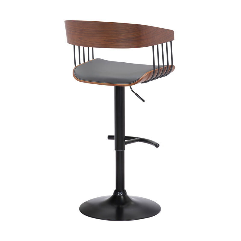 HomeRoots Faux Leather and Metal Adjustable Bar Stool with Full Back image number 3
