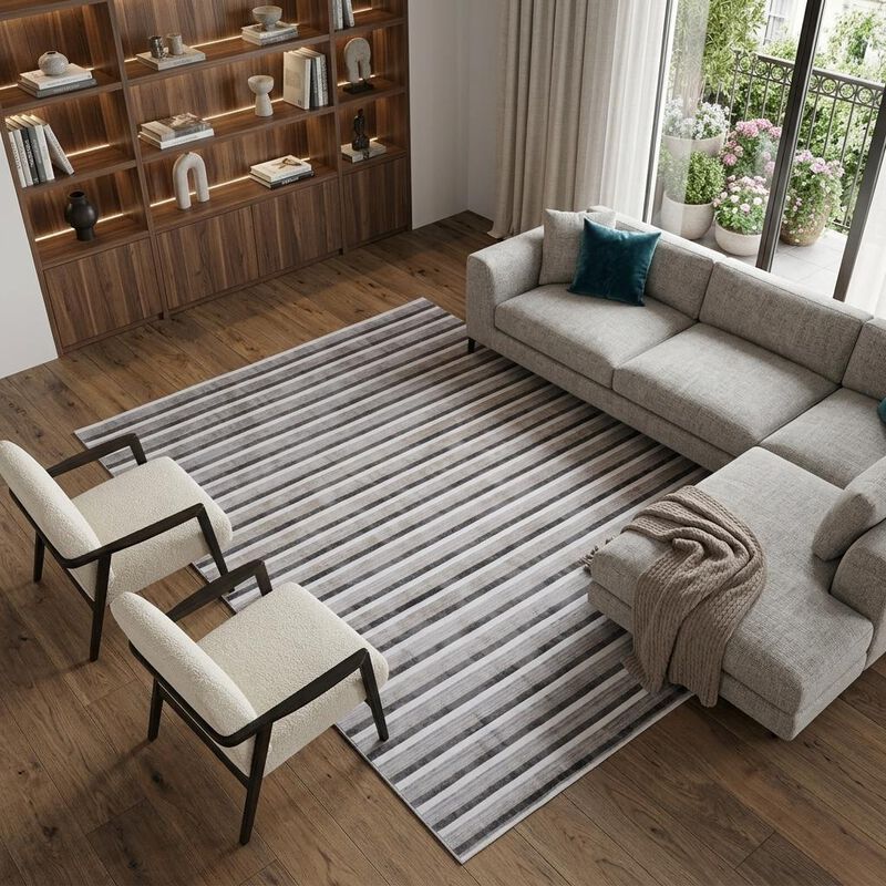 HomeRoots Striped Hand Loomed Area Rug image number 1