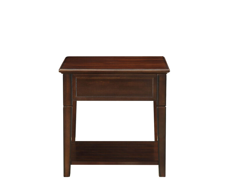 Compact Wood Rectangular End Table with Drawer and Shelf for Small Spaces