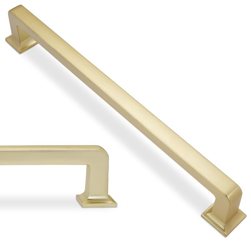 BUKOBYHE 10 Pack 7-1/2 Inch(192mm) Kitchen Cabinet Handles Brushed Brass Cabinet Pulls Zinc Alloy Drawer Pulls Solid Kitchen Har