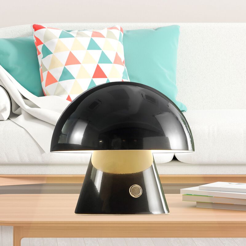 Porcini Contemporary Bohemian Rechargeablecordless Iron Integrated LED Mushroom Table Lamp