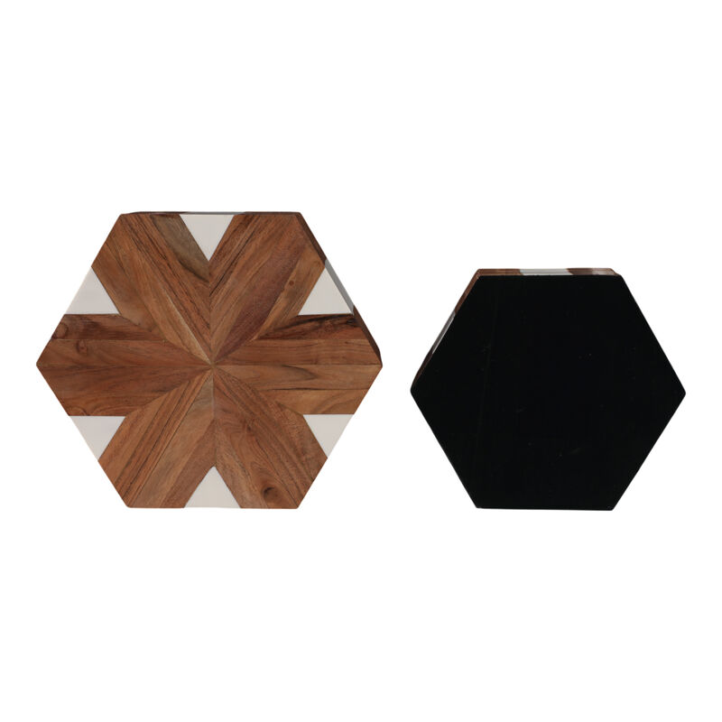 S/2 Wood Inlay Hexagon Boxes image number 5