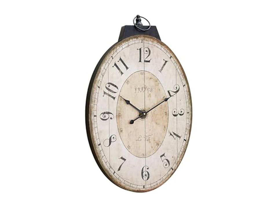 Oval Vintage French Rustic Farmhouse Wall Clock 24 Inch Living Room Decor