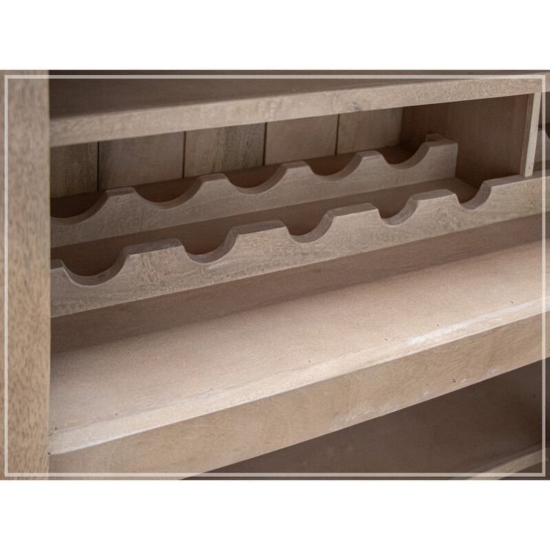 Crafters and Weavers Natural Parota Solid Wood Bar with Wine Rack - 63