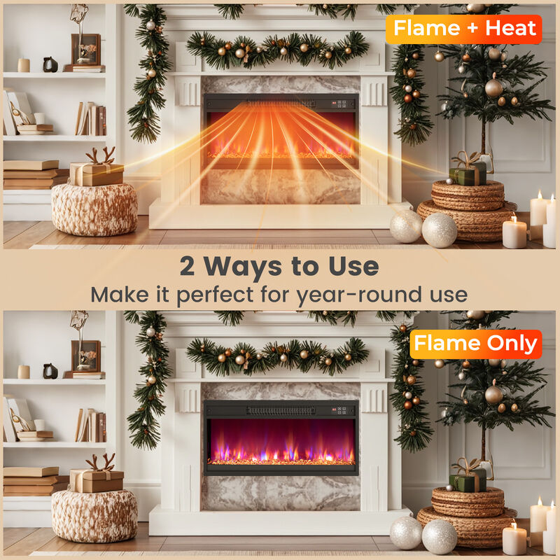 Electric Fireplace Insert with Remote Control for Easy Installation and Cozy Home Heating