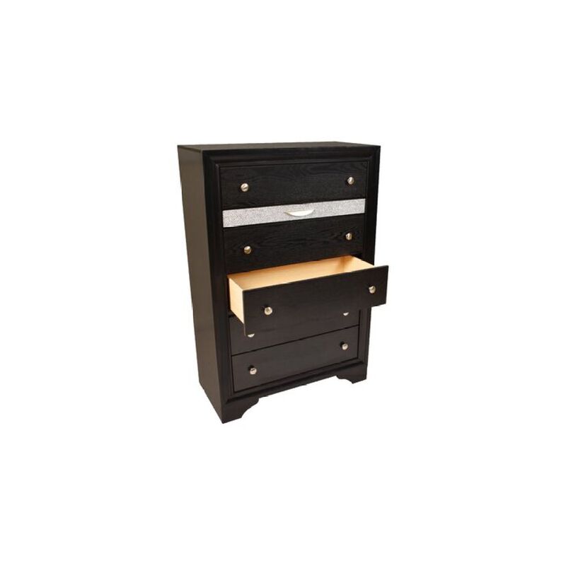 Traditional Matrix 5 Drawer Chest in Black made with Wood