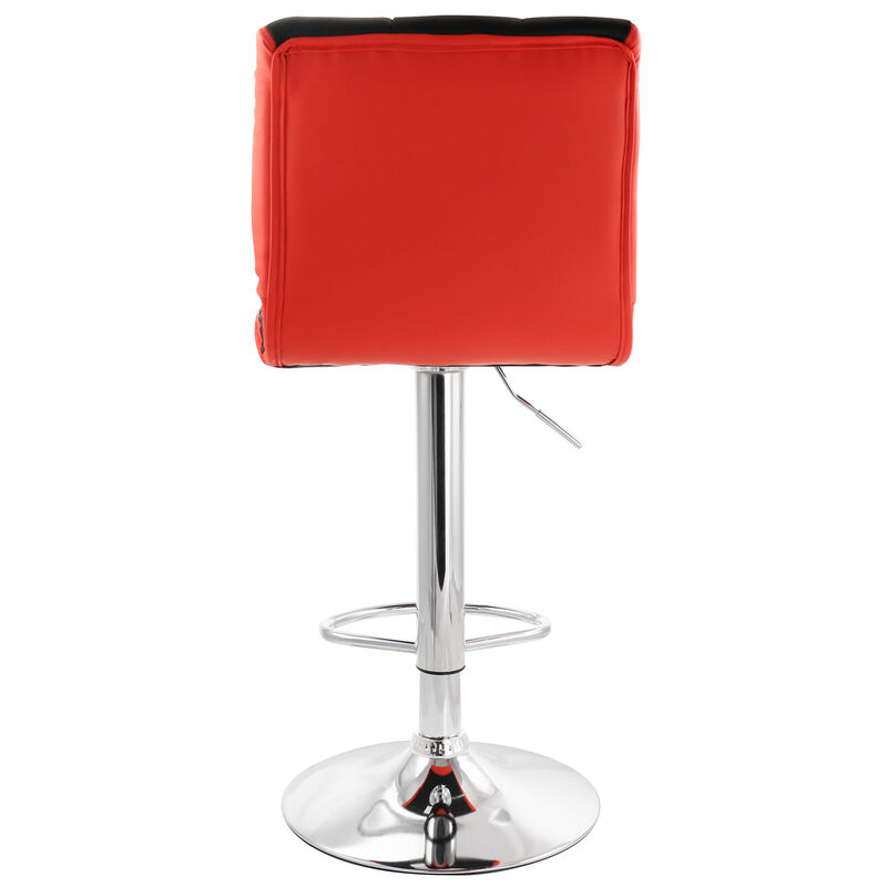 Elama 2 Piece Adjustable Faux Leather Two Toned Bar Stool in Black and Red