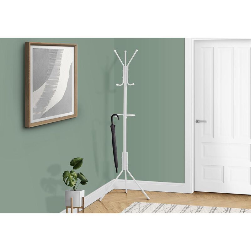 Coat Rack, Hall Tree, Free Standing, Hanging Bar, 6 Hooks, Entryway, 68H