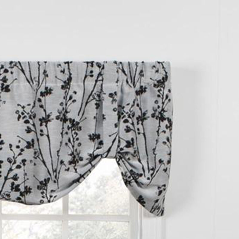 Ellis Curtain Meadow High Quality Room Darkening Solid Natural Color Lined Tie-Up Window Valance - 50 x22", Chrome