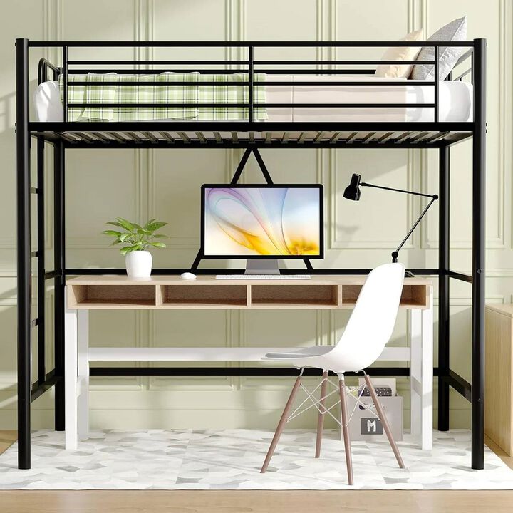 Compact Metal Loft Bed with Safety Ladder – Space-Saving Solution