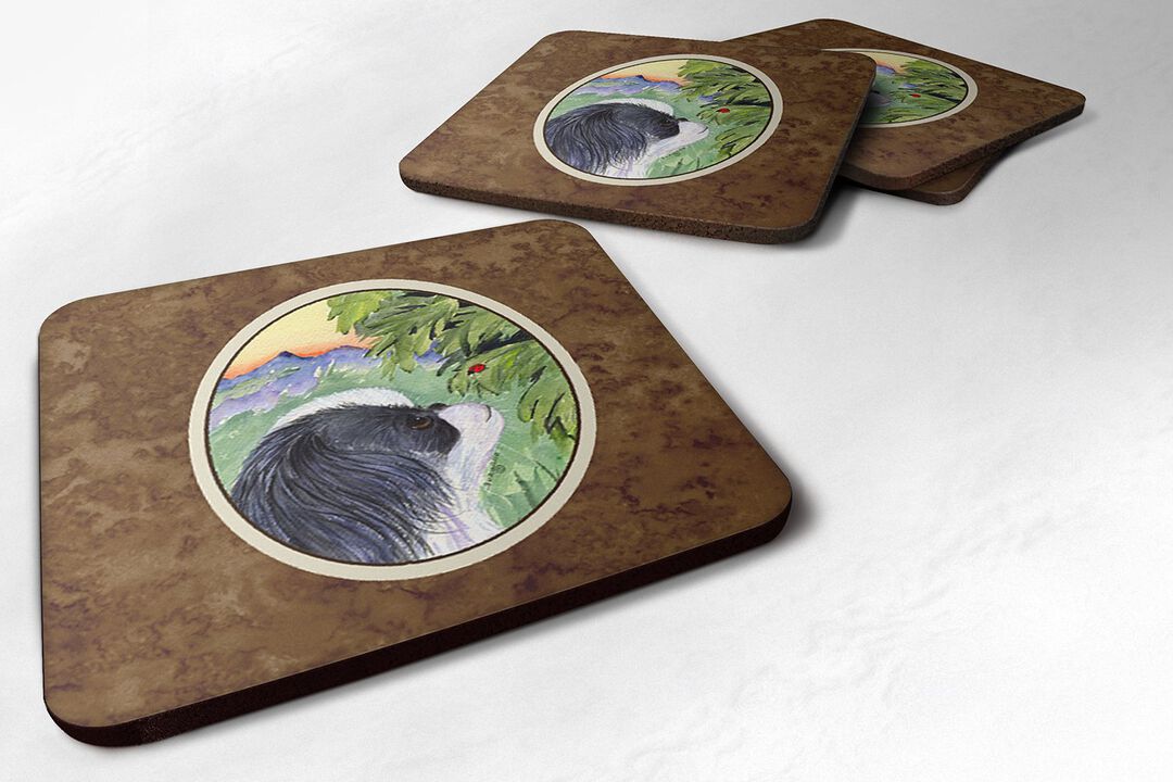 Caroline's Treasures SS8259FC Japanese Chin Foam Coasters (Set of 4), 3.5 H x 3.5 W, Multicolor