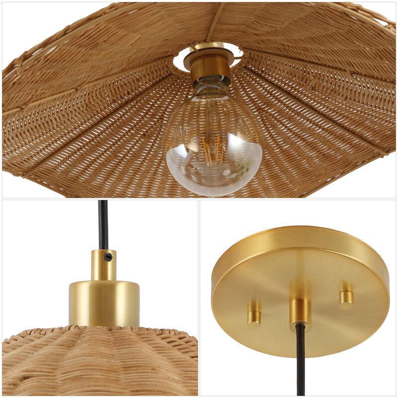 Miko 24.5" Modern Coastal Organic Curve Rattan LED Pendant