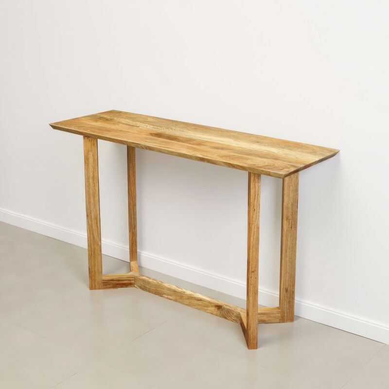 Nina Console Table | 48" Rectangular Top | Open Frame with Trestle Base | Natural Brown Mango Wood