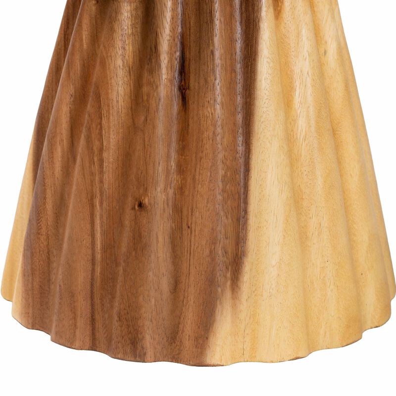 bali & pari Alara Hand-carved Suar Wood Side Table &ndash; Sculptural Pedestal Accent Table with Natural Grain, Modern Boho Style for Living Room or Bedroom